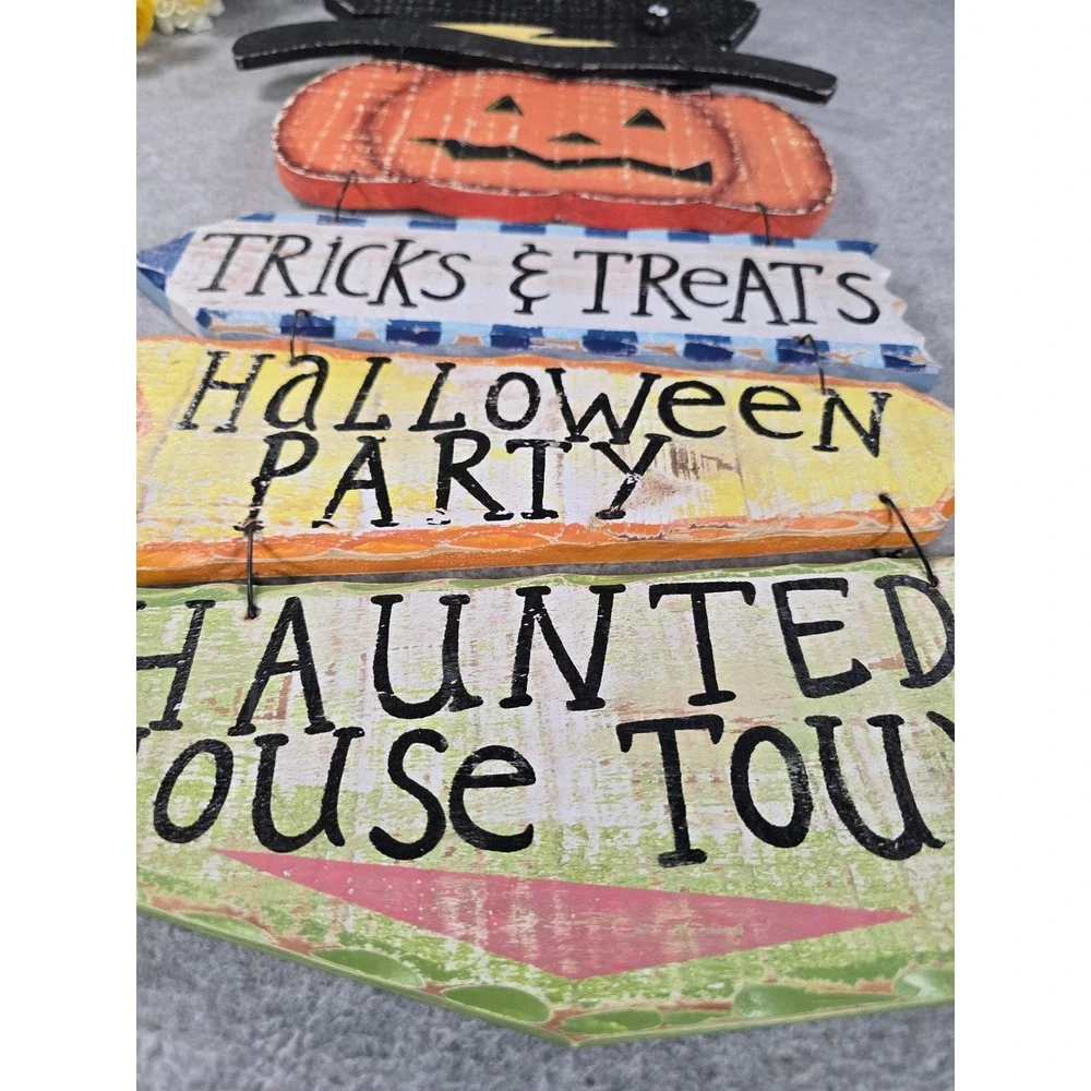 Vintage Y2K Halloween Wall Sign Large Rustic Pumpkin Decor Cottagecore Chic